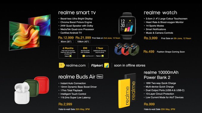 Realme launches Realme TV, Realme Smartwatch, Bud Air Neo and New Powerbank in India – Know Specs, Offers, Availability and&nbsp;Pricing